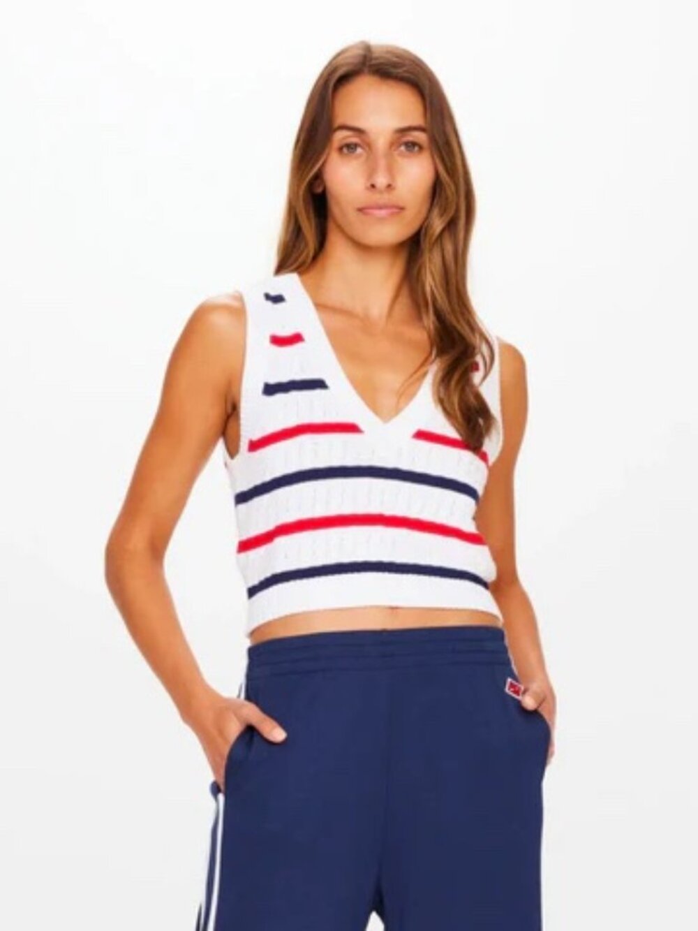The Upside Striped Cable Knit Vest, XS